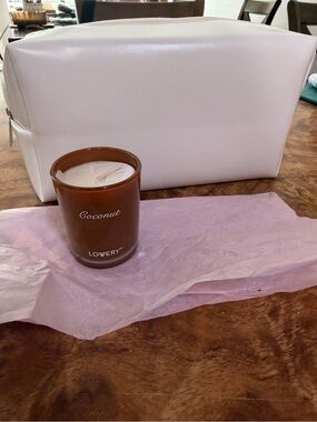 Lovery Coconut candle and makeup bag
